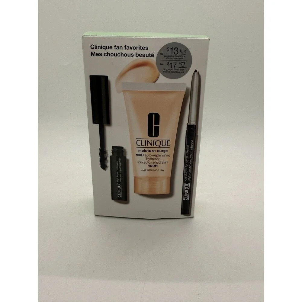 Clinique 3-Pcs Fan Favorites Set Moisture Surger, Quickliner & Mascara MRSP$52